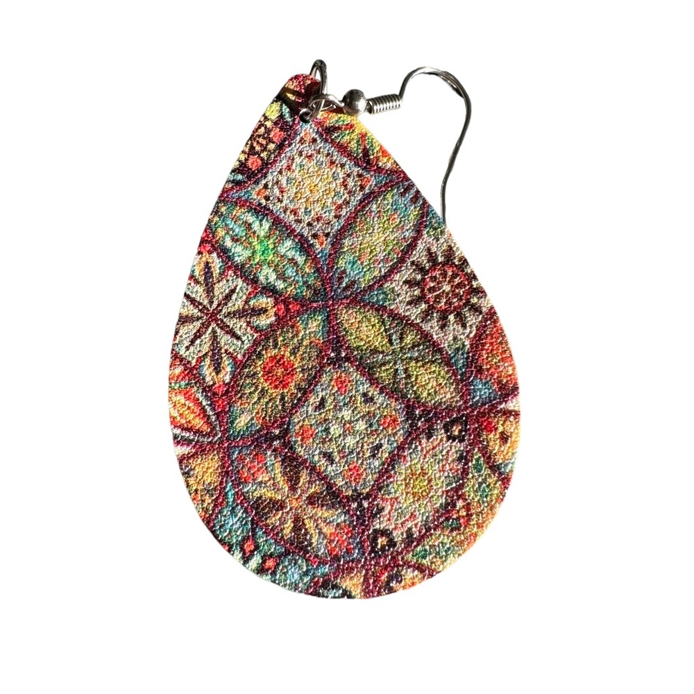 Boho Mandala Patchwork Multicolored Leather Teard… - image 3